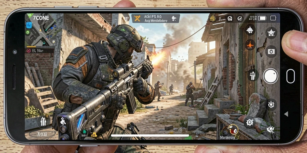Gameplay FPS mendebarkan dalam 7CONE dengan lingkungan tempur yang bervariasi.