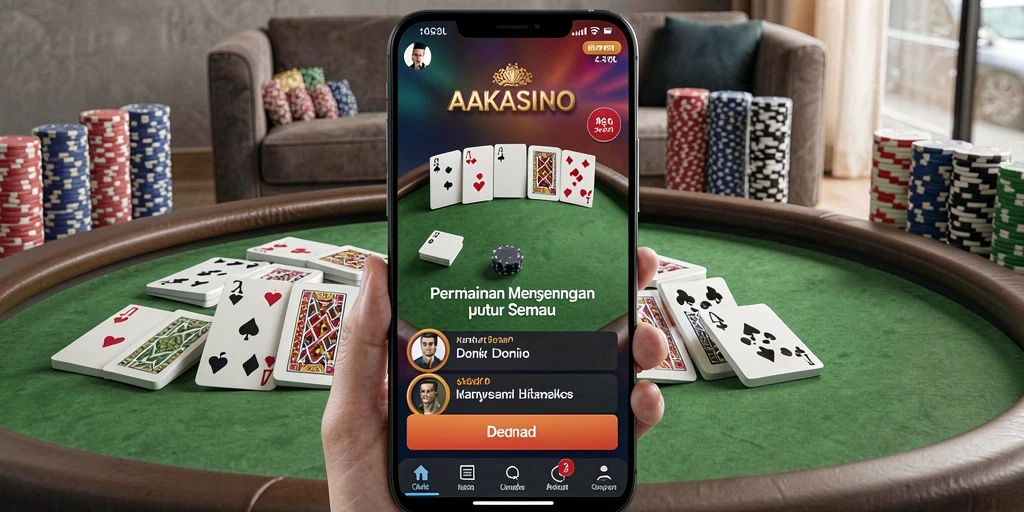 Tampilan gameplay AAKASINO yang seru dan kompetitif dalam permainan domino.