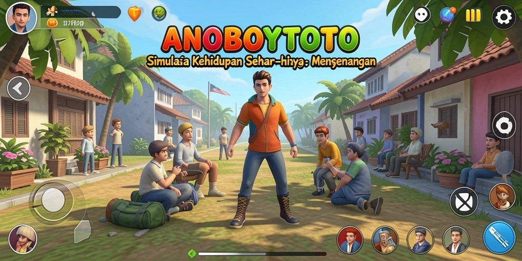 Screenshot ANOBOYTOTO menampilkan karakter berinteraksi dalam dunia simulasinya.