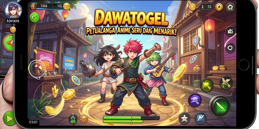 Screenshot gameplay DAWATOGEL yang menampilkan aksi karakter anime.