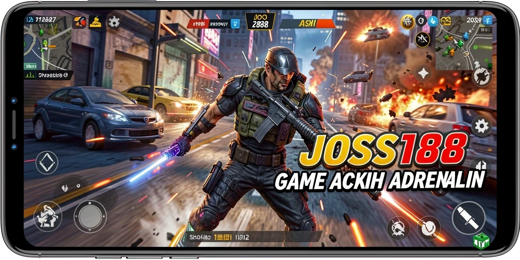 Tangkapan layar gameplay JOSS188 yang menunjukkan aksi seru dan karakter yang dinamis.