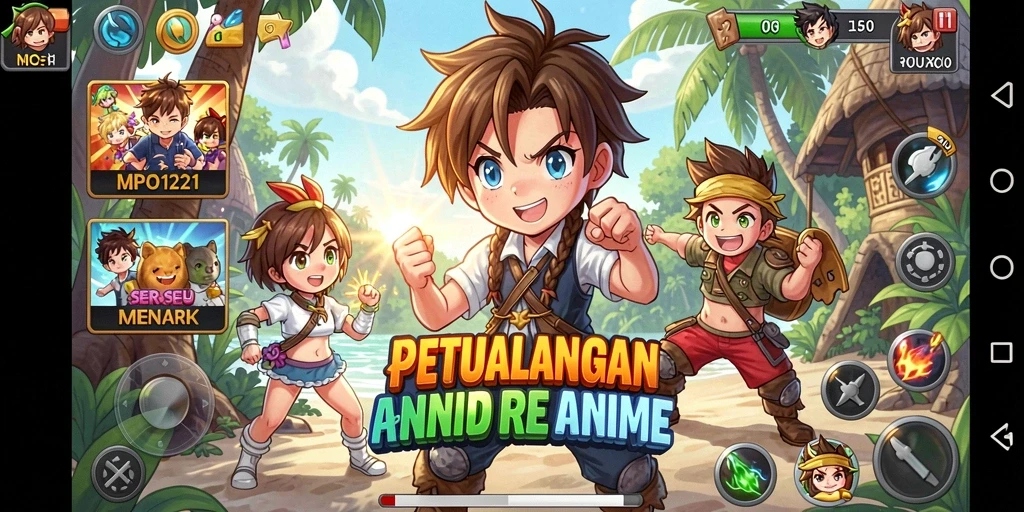 Tangkapan layar MPO1221 menampilkan pertarungan karakter anime yang epik.