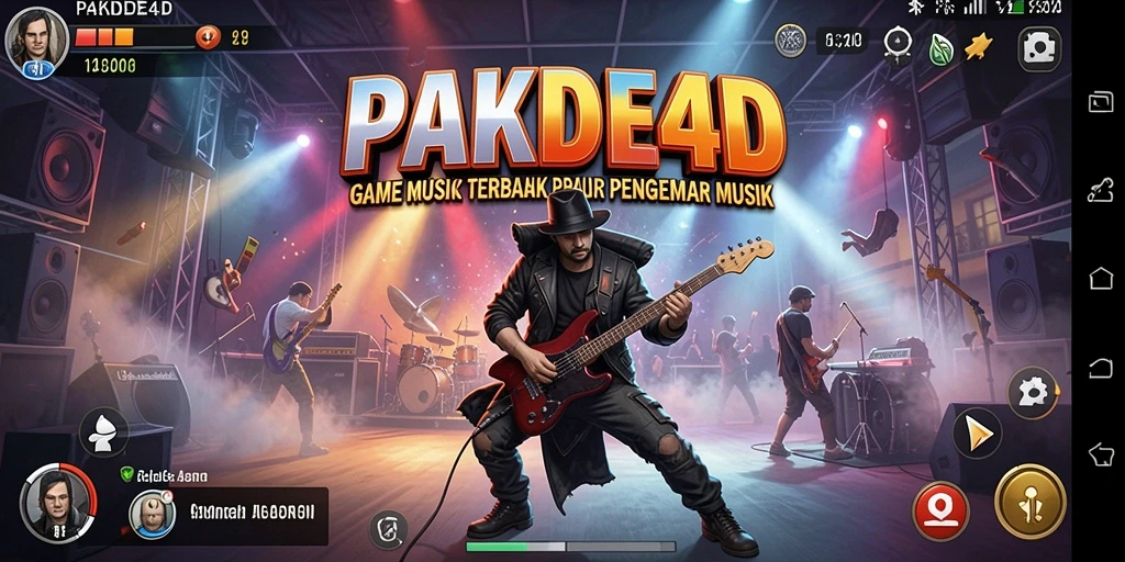 Tampilan gamplay seru PAKDE4D di layar dengan alat musik virtual.