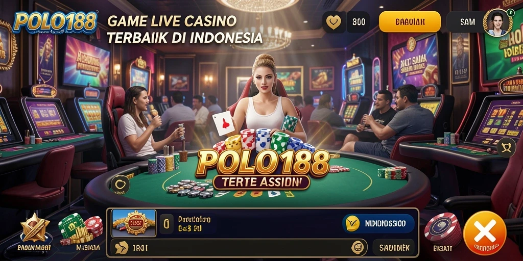 Screenshot utama POLO188 menampilkan dealer langsung dan permainan yang mendebarkan.