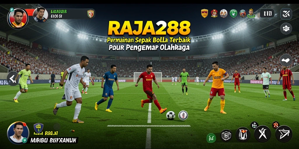 Tampilan gameplay seru dari RAJA288 dengan aksi sepak bola nyata.