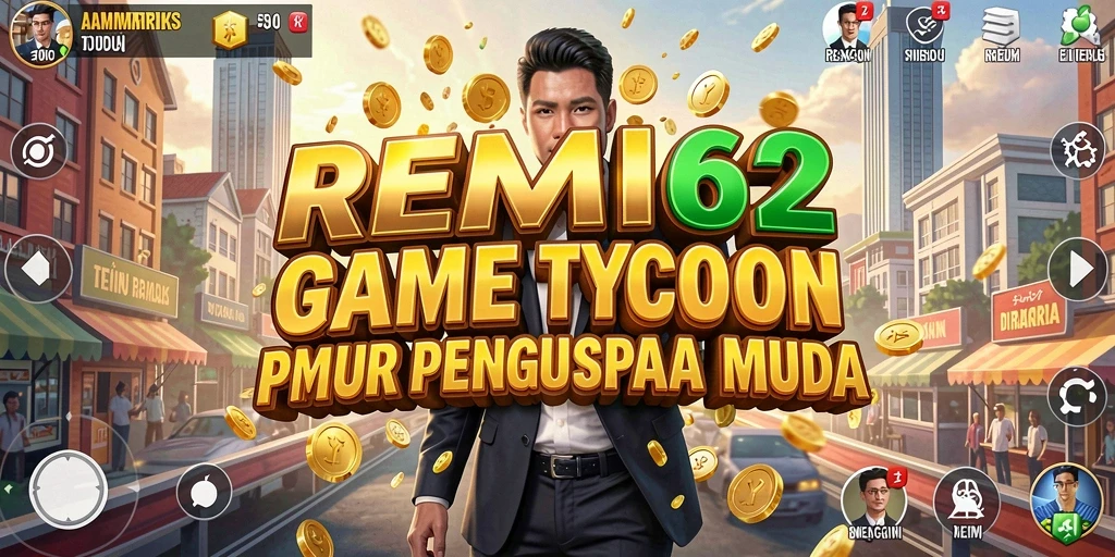 Tampilan gameplay <strong>REMI62</strong> yang dinamis dan menantang dalam dunia bisnis.